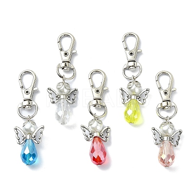 5Pcs Angel Glass Pendant Decorations HJEW-JM01680-1