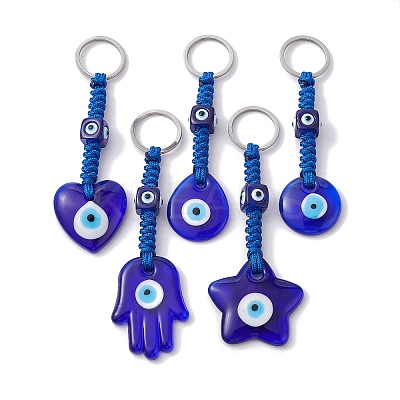 Handmade Evil Eye Lampwork Pendant Keychains KEYC-JKC00571-1