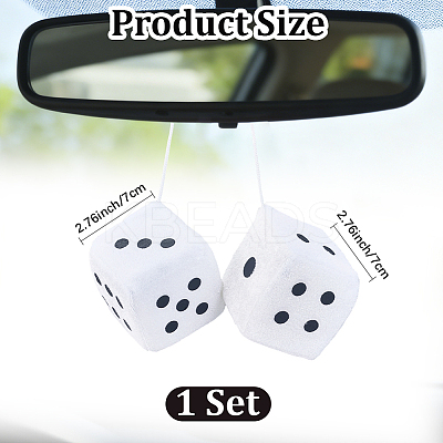Fur Plush Dice Pendant Decorations HJEW-CN0001-44B-1