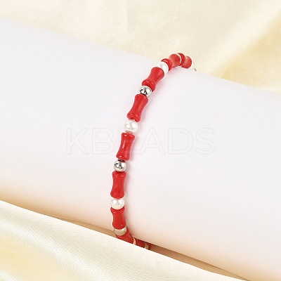 304 Stainless Steel Beaded Bracelets for Women BJEW-M056-08P-02-1