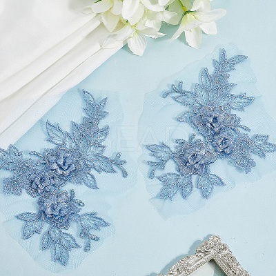 Flower Shape Polyester Embroidery Sew on Flower Appliques LS-DIY-WH20032-60B-1