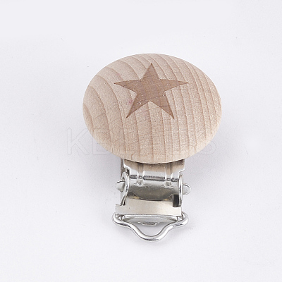 Beech Wood Baby Pacifier Holder Clips WOOD-T015-28-1