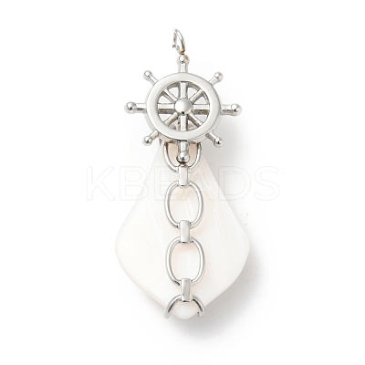 Natural White Shell Pendants SSHEL-G025-03P-1