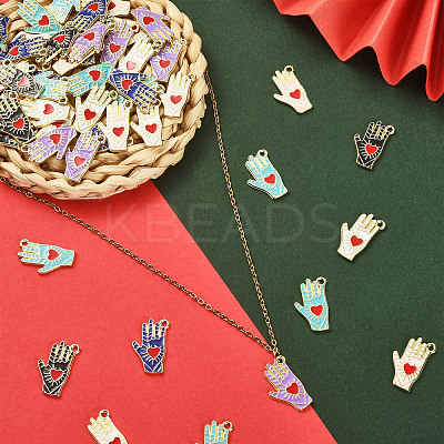 60Pcs 6 Colors Alloy Enamel Pendants ENAM-CJ0003-82-1