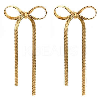 Bowknot 304 Stainless Steel Stud Earrings for Women EJEW-D104-04G-1