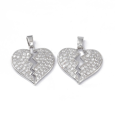 Brass Clear Cubic Zirconia Pendants KK-E068-VA124-1-1