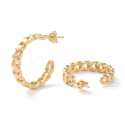 Semicircular Brass Half Hoop Earrings EJEW-Z002-03G-1