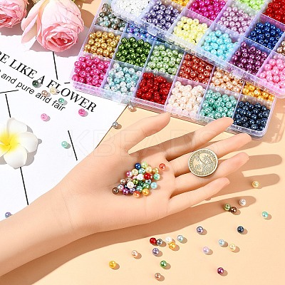 2 Sets 2 Styles DIY Round ABS Plastic Imitation Pearl and Glass Pearl Beads Bracelets Making Kits DIY-YW0012-65-1