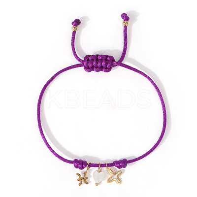 304 Stainless Steel & Brass & Natural Shell Charm Bracelets HP8667-7-1