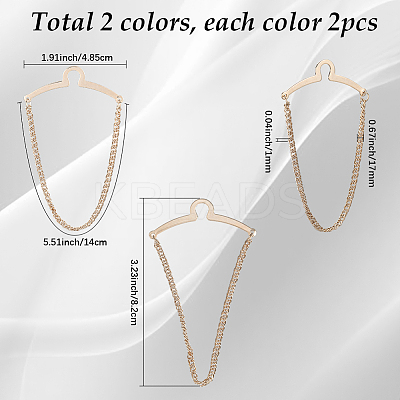 4Pcs Brass Hanging Chains Collar Pins Tie Clips AJEW-SC0004-04B-1