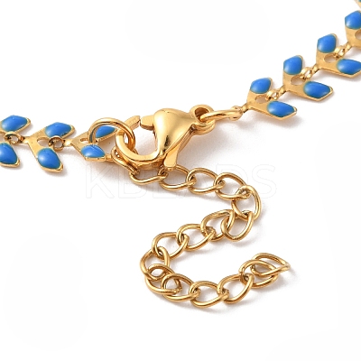 Enamel Ear of Wheat Link Chains Bracelet BJEW-P271-02G-1
