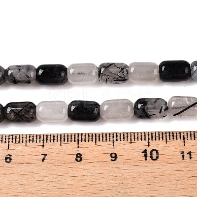 Natural Black Tourmalinated Quartz Beads Strands G-G980-47-1