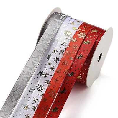 10M  5 Colors Hot Stamping Christmas Polyester Ribbons Set X1-OCOR-Q026-02-1