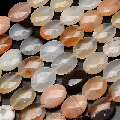 Faceted Oval Dyed Natural Red Agate Beads Strands G-R303-02-1