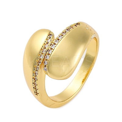 Rack Plating Brass Micro Pave Clear Cubic Zirconia Cuff Finger Rings for Women RJEW-M028-22G-01-1