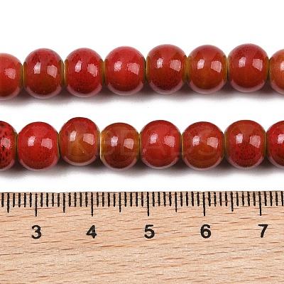 Handmade Fancy Antique Glazed Porcelain Ceramic Round Beads Strands PORC-L019-8mm-08-1