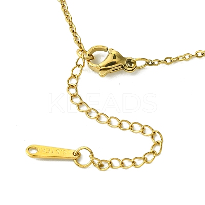 Ion Plating(IP) Rectangle with Initial Letter 304 Stainless Steel Pendant Necklace NJEW-R265-04G-R-1