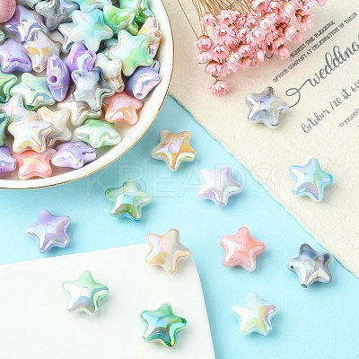 70Pcs UV Plating Rainbow Iridescent Acrylic Beads PACR-CJ0001-30-1
