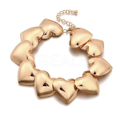 Iron 3D Heart Link Chain Choker Necklaces for Women NJEW-V003-02G-1