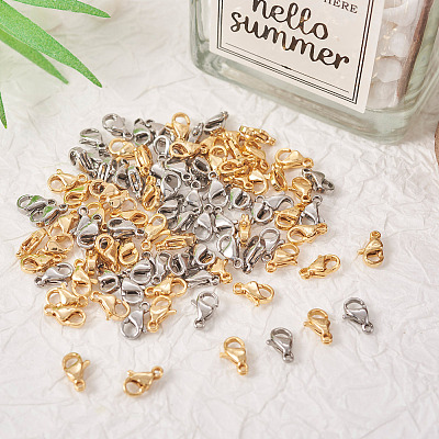100Pcs 2 Colors 304 Stainless Steel Lobster Claw Clasps Sets STAS-YS0001-26B-1