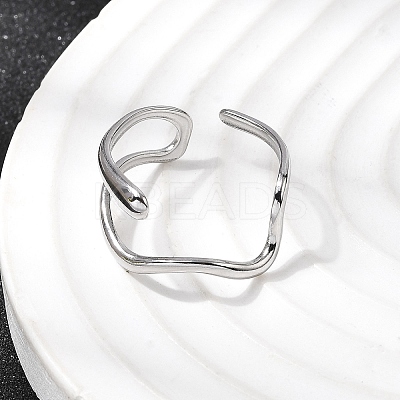 304 Stainless Steel Open Cuff Rings for Women RJEW-K313-13P-1