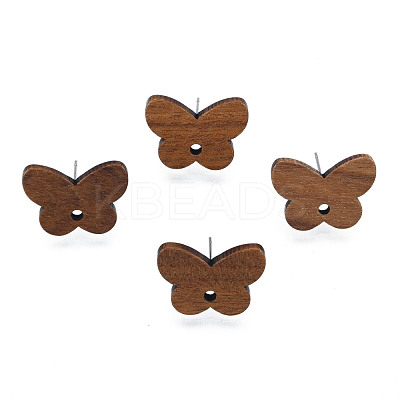 Walnut Wood Stud Earring Findings MAK-N032-051-1