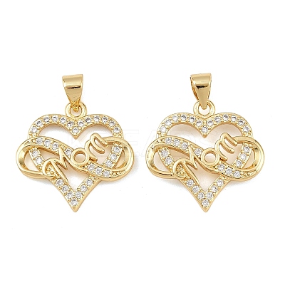 Mother's Day Brass Cubic Zirconia Pendants KK-L251-07G-03-1