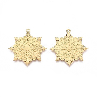 304 Stainless Steel Christmas Snowflake Pendants STAS-T067-38G-1