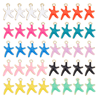 40Pcs 10 Colors Rack Plating Alloy Enamel Pendants FIND-FH0003-22-1
