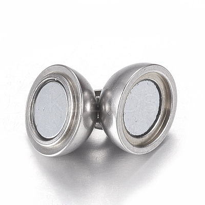 Tarnish Resistant 304 Stainless Steel Magnetic Clasps with Loops X-STAS-K006-8mm-04C-1