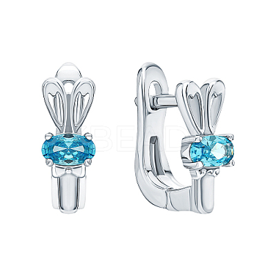 Anti-Tarnish Rhodium Plated 925 Sterling Silver Micro Pave Cubic Zirconia Hoop Earrings SA3308-2-1