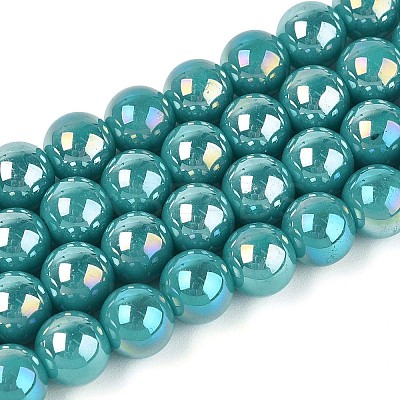 Electroplate Opaque Glass Beads Strands GLAA-T032-P10mm-AB12A-1