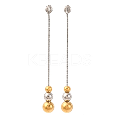 304 Stainless Steel Two Tone Round Tassel Stud Earrings EJEW-A136-05B-GP-1