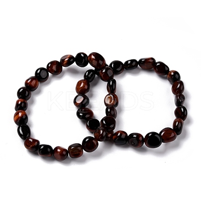 Natural Tiger Eye Beaded Stretch Bracelets BJEW-F414-02B-05-1