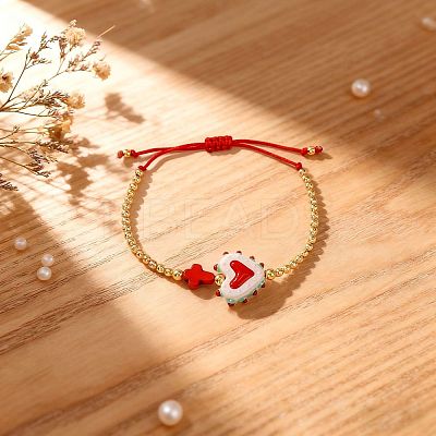 Cinco de Mayo Glass & Brass Beads Braided Bead Bracelets HB3045-5-1