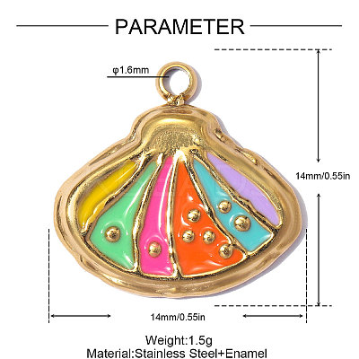 304 Stainless Steel with Enamel Charms SA-OY001-84G-1