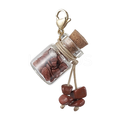 Chakra Natural & Synthetic Gemstone Chip inside Glass Wishing Bottle Pendants Decorations HJEW-JM01892-1