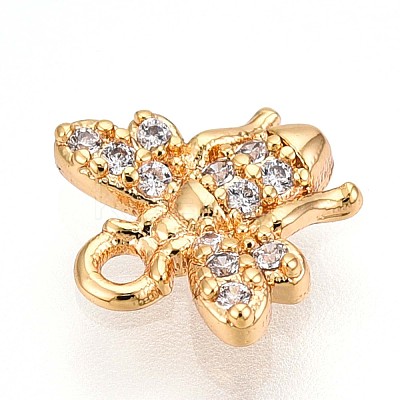 Brass Micro Pave Clear Cubic Zirconia Pendants KK-T075-19G-01-1