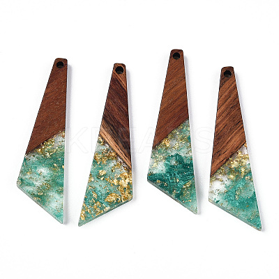 Transparent Resin & Walnut Wood Pendants RESI-N039-70B-1