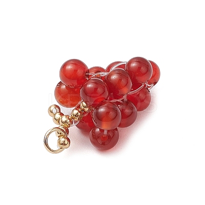 4Pcs 4 Colors Natural Quartz Crystal & Carnelian & Green Aventurine & Amethyst Round Cluster Pendants PALLOY-TA00204-1
