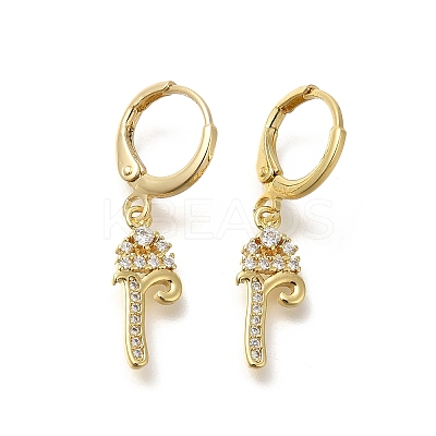 Brass Clear Cubic Zirconia Hoop Earrings EJEW-M045-01R-1