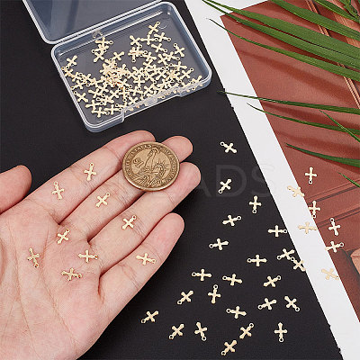 100Pcs 304 Stainless Steel Tiny Cross Charms FIND-UN0004-03-1