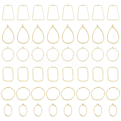 48Pcs 6 Styles Alloy Open Back Bezel Pendants FIND-DC0002-07-1