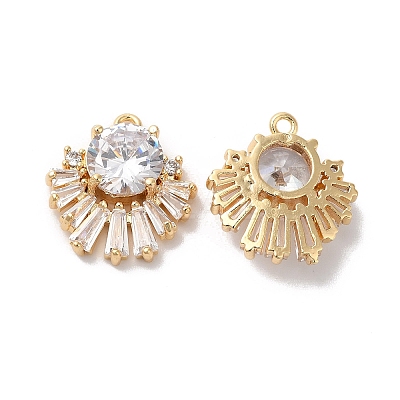 Brass Pave Cubic Zirconia with Glass Pendants X-KK-G465-41G-1