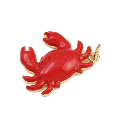 Brass Red Enamel Pendants KK-C116-03B-G-1