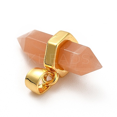 Natural Sunstone Double Terminal Pointed Pendants G-P481-01G-01-1