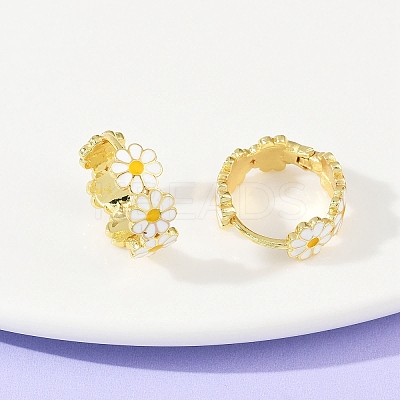 Brass Enamel Hoop Earrings X-EJEW-S277-01G-1