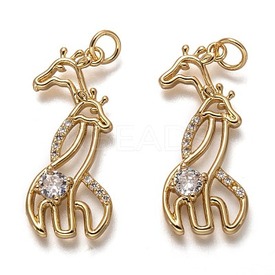 Brass Micro Pave Clear Cubic Zirconia Pendants ZIRC-L098-036G-1