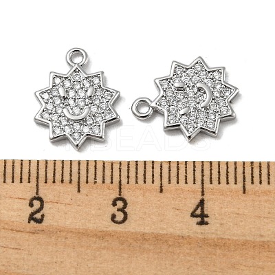 Brass Micro Pave Clear Cubic Zirconia Charms KK-H460-16P-1