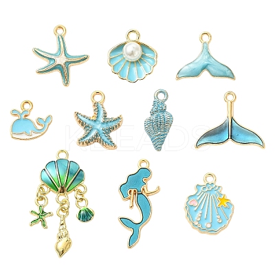 20Pcs 10 Styles Ocean Theme Alloy with Enamel Pendants FIND-YW0012-73-1